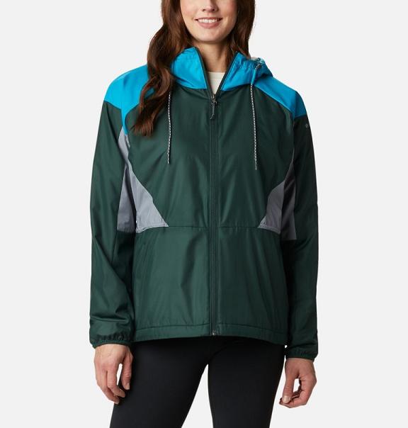 Columbia Side Hill Windbreaker Green Light Blue For Women's NZ87413 New Zealand